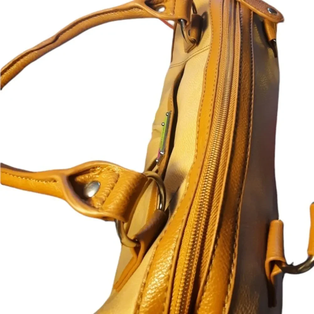 Nine West Handbag Clockwork Satchel Beige Brown Womens